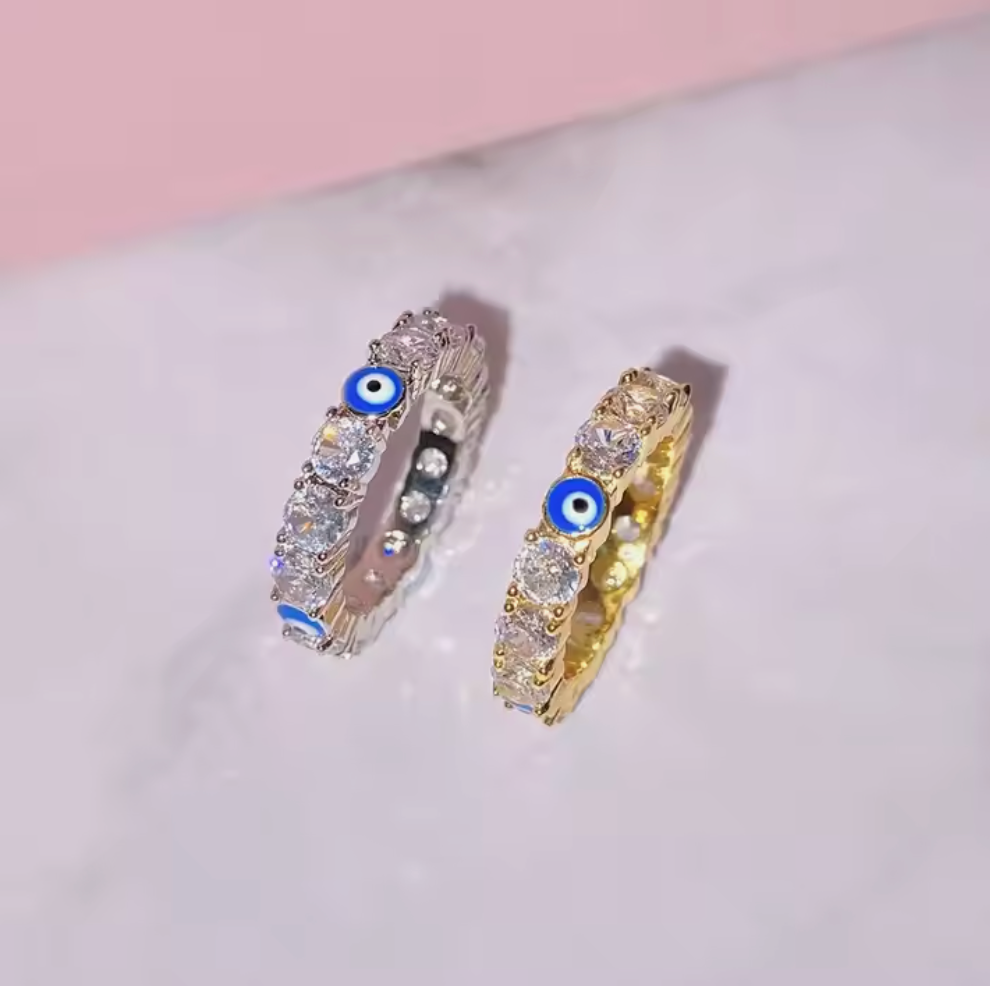 Iced Out Evil Eye Ring