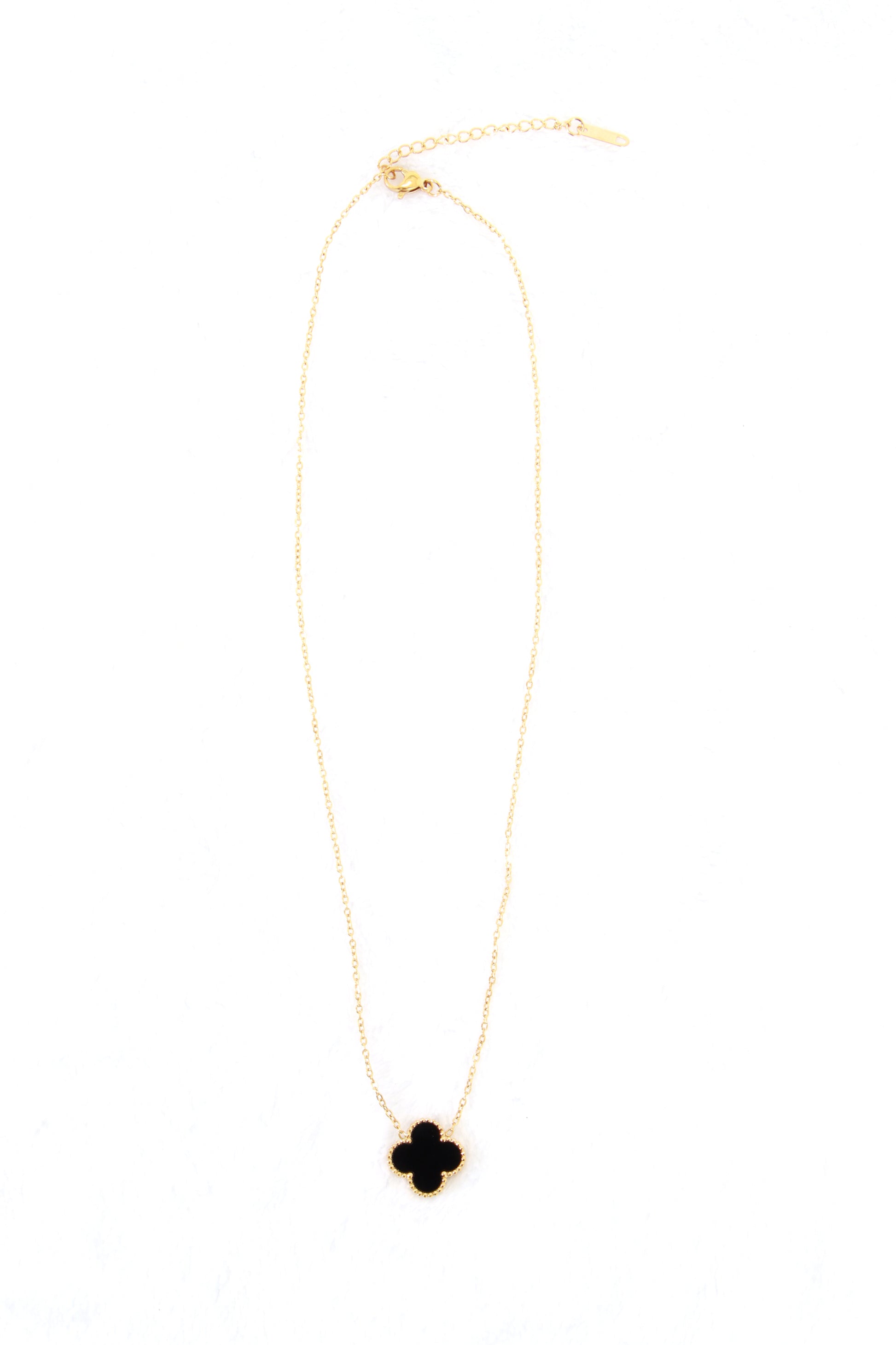 Pearly White Clovers Necklace Gold-colored Chain Stainless 